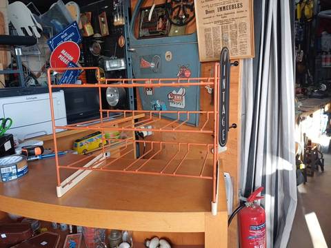 Rangement vintage CADDIE – 3 niveaux – Métal orange – Années 70