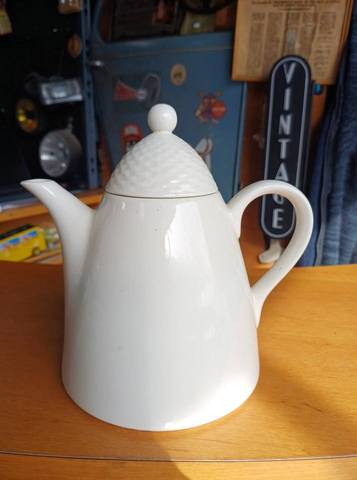 Théière / Cafetière vintage en céramique blanche - Made in Italy