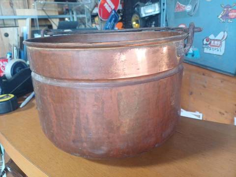 Chaudron ancien en cuivre - Ø 33 cm - Déco Vintage / Campagne