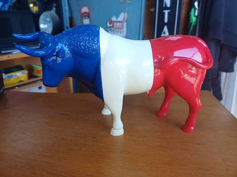 Sculpture Taureau "Tricolore" - Style Pop Art - Porcelaine