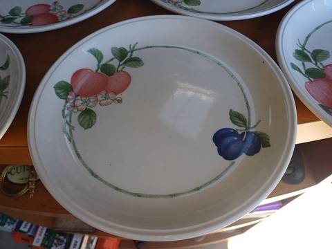 Lot de 6 assiettes plates Staffordshire Tableware - Décor Fruits - 25 cm