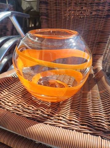 Vase Boule Design en Verre Soufflé - Signature d'Artiste - Ø 22cm