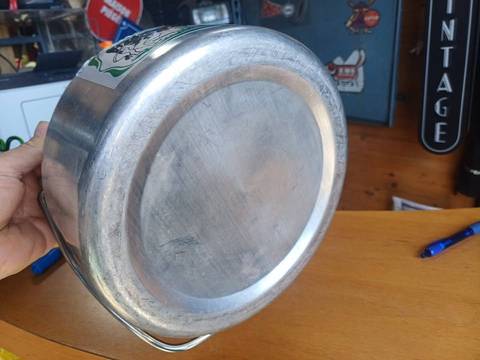 Pot à lait vintage en aluminium - Décor Vache - 21,5 cm