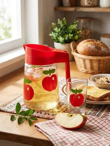 Pichet Vintage HENKEL "Pomme" - Années 70 - Verre & Rouge