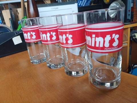 Lot de 4 verres vintage Gétari Mint's Peppermint -