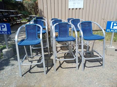 tabouret de bar style "Bistrot" – Alu et Tressage Bleu