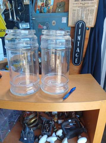 Paire de grands bocaux de comptoir anciens verre AUSTRIA – Déco Vintage