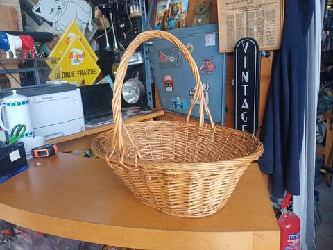 Grand panier en osier vintage / Panier de récolte ou déco - Style Brocante