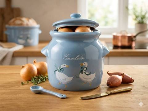 Pot en céramique bleu ciel / Porte-ustensiles vintage