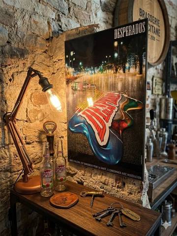 Plaque Publicitaire Desperados sur Panneau Bois Épais - Déco Bar / Vintage - 40x60cm