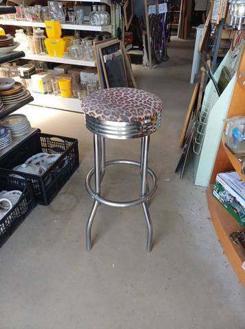 Tabouret de bar vintage "Diner" américain – Assise Léopard