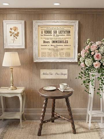 Tabouret tripode vintage en bois tourné / Brutaliste