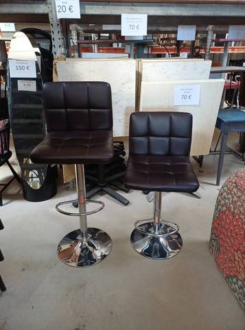 Lot de 2 tabourets de bar réglables – Noir / Prune