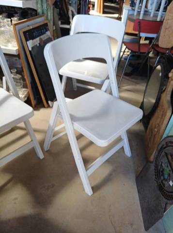 Lot de 3 chaises pliantes vintage Grosfillex blanches (1984 / Made in France)