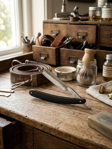 Ancien rasoir sabre / coupe-choux de la célèbre manufacture suédoise C.V. Heljestrand (Eskilstuna, Sweden).