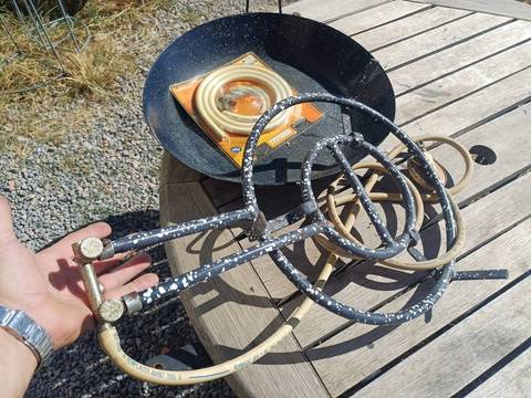 Ensemble Paëlla à gaz : Brûleur serpentin + Plat à paëlla Ø 45 cm (Sortie de grange)