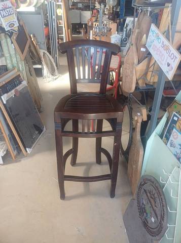 Tabouret de bar haut à dossier en bois massif – Style bistrot / pub