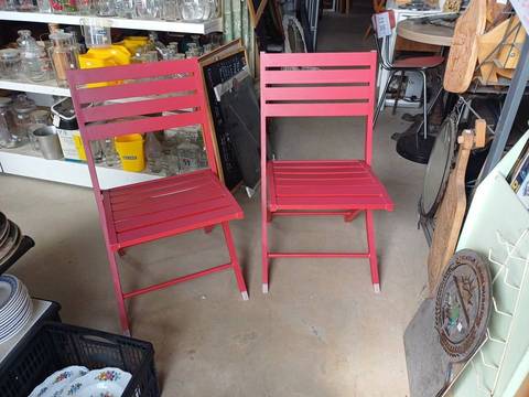 Lot de 2 chaises de jardin pliantes en aluminium - DCB Garden - Fuchsia / Framboise