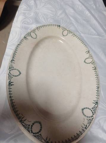 Plat ovale ancien faïence Labrut Frères France - Décor vert