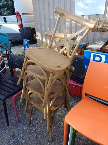 Lot de chaises style Bistrot Crossback – Aluminium effet bois (Intérieur / Extérieur)