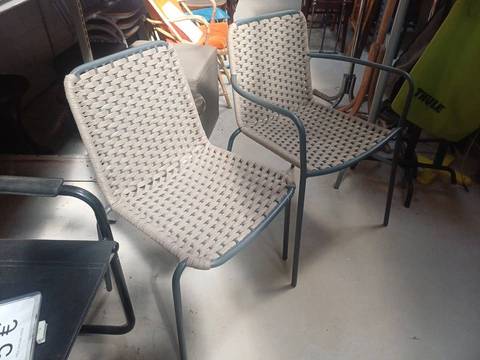Chaise ou Fauteuil d'extérieur CHR - Structure alu & corde tressée beige (Neufs d'exposition)