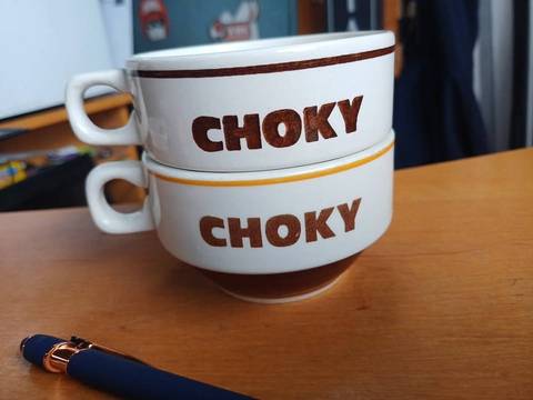 Lot de 2 tasses / bol-tasses vintage CHOKY en céramique - Années 70/80