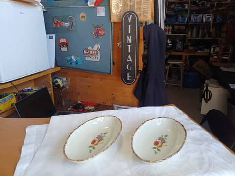 2 Coupelles Ovales Vintage Pagnoresi - Décor Floral & Bordure Dorée