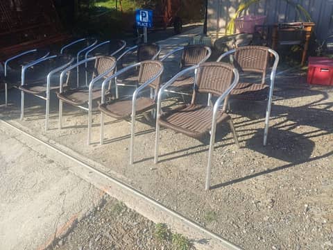 Lot de fauteuils de terrasse professionnels aluminium et tressage nylon