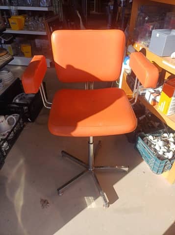 Chaise / Fauteuil de coiffure vintage KOR Orange Pop 1970 - Réglable – photo 3