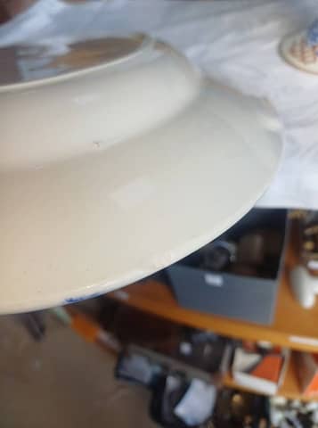 Lot vaisselle ancienne Longwy en faïence – Plat ovale, compotier & saucière – photo 6