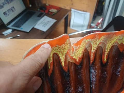 Grand plat feuille céramique Vallauris vintage 70s - Orange & Marron – photo 5