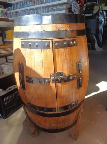 Meuble Bar Tonneau / Tonneau de Vin Transformé en Chêne & Fer forgé – photo 3