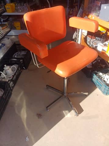 Chaise / Fauteuil de coiffure vintage KOR Orange Pop 1970 - Réglable – photo 2
