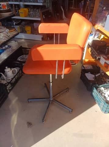 Chaise / Fauteuil de coiffure vintage KOR Orange Pop 1970 - Réglable – photo 4