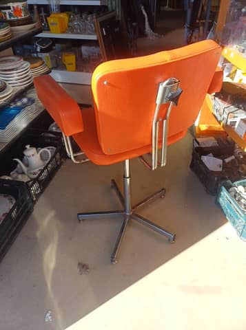 Chaise / Fauteuil de coiffure vintage KOR Orange Pop 1970 - Réglable – photo 5