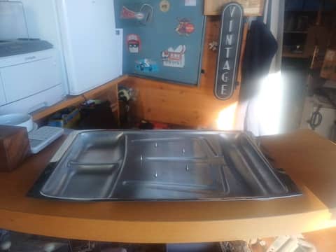 Plat à découper vintage en inox avec pics – Made in England – photo 2