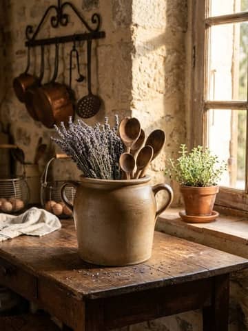 Pot à graisse ancien en grès – Pot à confit rustique 2 anses