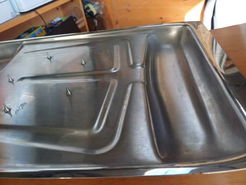 Plat à découper vintage en inox avec pics – Made in England – photo 3