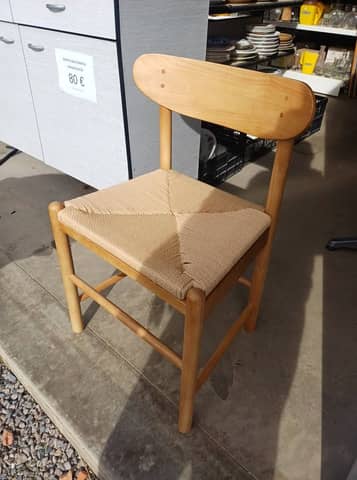 Chaise design en bois clair et assise tressée (Style scandinave) - Neuve – photo 3