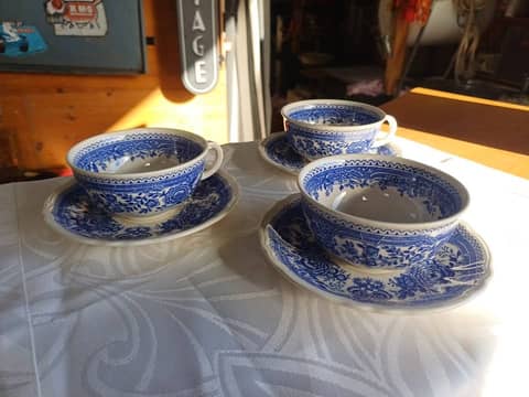 Lot de 3 tasses et sous-tasses Villeroy & Boch « Burgenland » bleu - Vaisselle vintage – photo 1