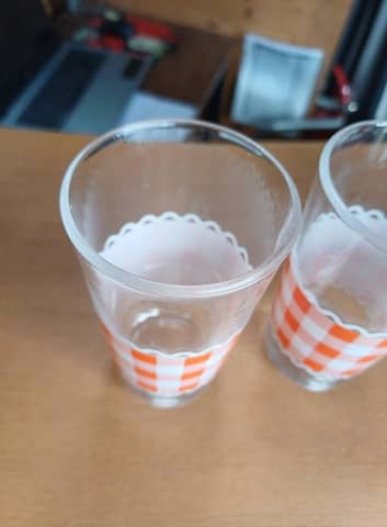Lot de 3 verres vintage vichy orange rétro Made in Italy – photo 6