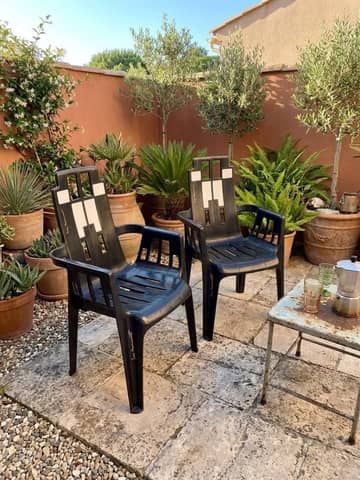 Paire de fauteuils de jardin vintage Henry MASSONNET (Stamp) - Design 70s/80s