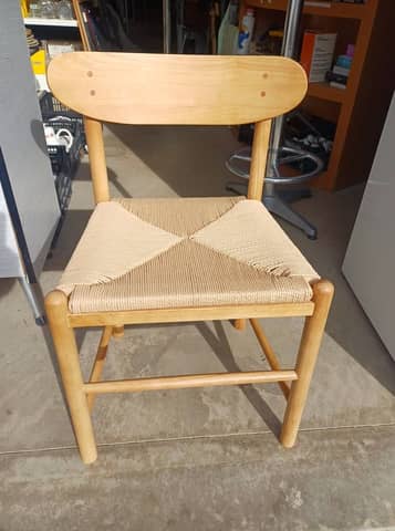 Chaise design en bois clair et assise tressée (Style scandinave) - Neuve – photo 2