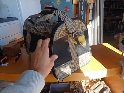 Sac de transport souple pour petit chien ou chat – Motif géométrique marron – photo 3