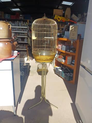 Grande cage à oiseaux vintage sur pied - Ferplast Italie - Style rétro 70s – photo 1