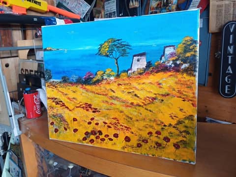 Tableau original peinte à l'huile sur toile, signé M. Richer. – photo 2