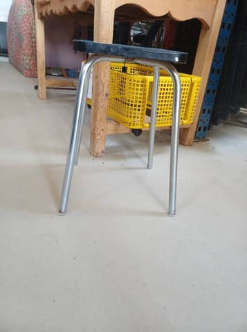 Tabouret vintage en formica bleu / style rétro scandinave 60/70's – photo 4