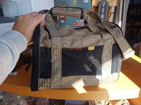 Sac de transport souple pour petit chien ou chat – Motif géométrique marron – photo 2