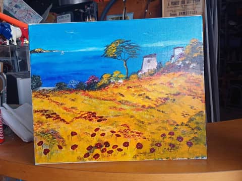 Tableau original peinte à l'huile sur toile, signé M. Richer. – photo 3