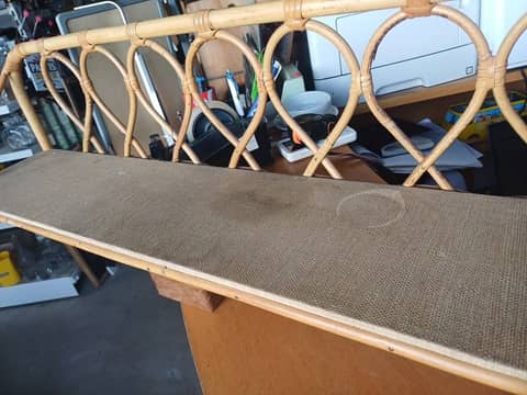 Étagère murale vintage en rotin et bambou – Années 60/70 – photo 4